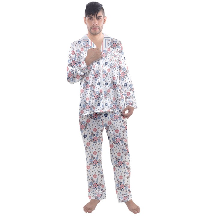 Tender Bouquet Men s Long Sleeve Satin Pyjamas Set