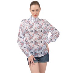 Tender Bouquet High Neck Long Sleeve Chiffon Top by FloraaplusDesign