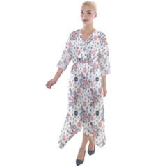 Tender Bouquet Quarter Sleeve Wrap Front Maxi Dress by FloraaplusDesign