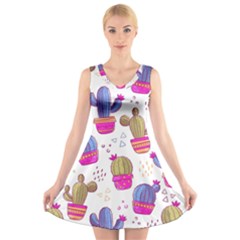 Cactus Love 4 V-neck Sleeveless Dress by designsbymallika