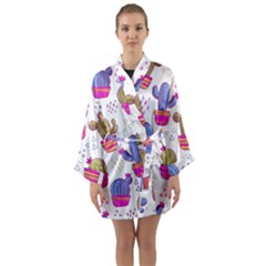 Cactus Love 4 Long Sleeve Satin Kimono by designsbymallika