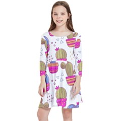 Cactus Love 4 Kids  Quarter Sleeve Skater Dress by designsbymallika