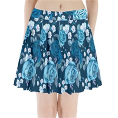 Blue Floral Print  Pleated Mini Skirt by designsbymallika