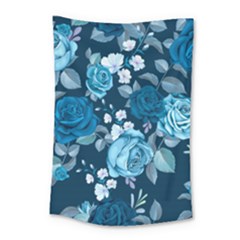 Blue Floral Print  Small Tapestry by designsbymallika