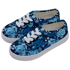 Blue Floral Print  Kids  Classic Low Top Sneakers by designsbymallika