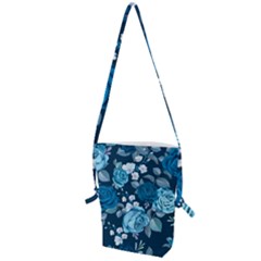 Blue Floral Print  Folding Shoulder Bag by designsbymallika