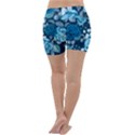 Blue Floral Print  Lightweight Velour Yoga Shorts View4