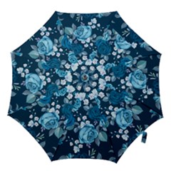 Blue Floral Print  Hook Handle Umbrellas (small) by designsbymallika