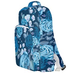 Blue Floral Print  Double Compartment Backpack by designsbymallika