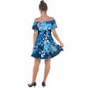 Blue Floral Print  Off Shoulder Velour Dress View2