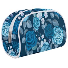 Blue Floral Print  Makeup Case (medium) by designsbymallika