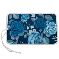 Blue Floral Print  Pen Storage Case (m)