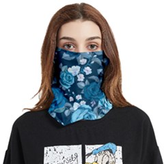 Blue Floral Print  Face Covering Bandana (two Sides)