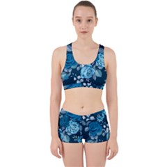 Blue Floral Print  Work It Out Gym Set by designsbymallika