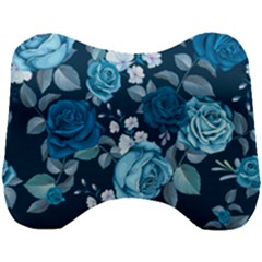 Blue Floral Print  Head Support Cushion by designsbymallika