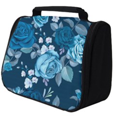 Blue Floral Print  Full Print Travel Pouch (big) by designsbymallika