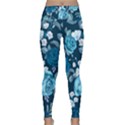 Blue Floral Print  Lightweight Velour Classic Yoga Leggings View1