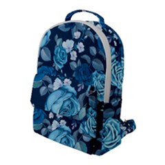 Blue Floral Print  Flap Pocket Backpack (large) by designsbymallika