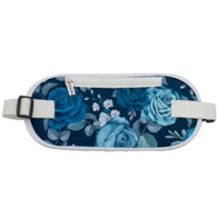 Blue Floral Print  Rounded Waist Pouch by designsbymallika