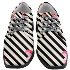 Pink Floral Stripes Women Heeled Oxford Shoes by designsbymallika