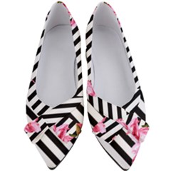 Pink Floral Stripes Women s Bow Heels by designsbymallika