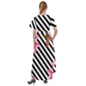 Pink Floral Stripes Front Wrap High Low Dress View2