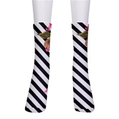 Pink Floral Stripes Men s Crew Socks by designsbymallika