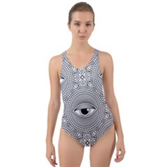 Eye Pattern Cut-out Back One Piece Swimsuit by designsbymallika