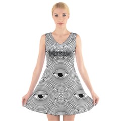 Eye Pattern V-neck Sleeveless Dress by designsbymallika