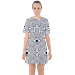 Eye Pattern Sixties Short Sleeve Mini Dress by designsbymallika