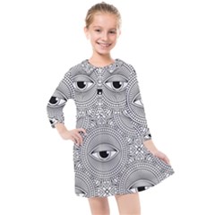 Eye Pattern Kids  Quarter Sleeve Shirt Dress by designsbymallika