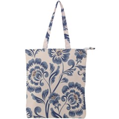 Baatik Print 5 Double Zip Up Tote Bag by designsbymallika