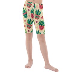 Cactus Love  Kids  Mid Length Swim Shorts by designsbymallika