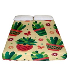 Cactus Love  Fitted Sheet (queen Size) by designsbymallika