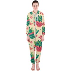 Cactus Love  Hooded Jumpsuit (ladies)  by designsbymallika