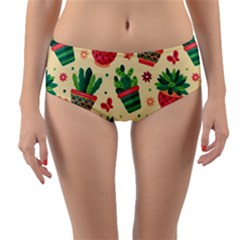 Cactus Love  Reversible Mid-waist Bikini Bottoms by designsbymallika