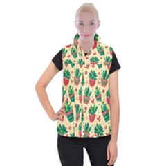 Cactus Love  Women s Button Up Vest by designsbymallika