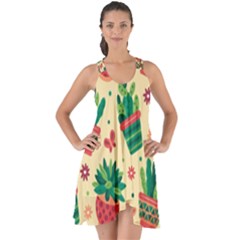 Cactus Love  Show Some Back Chiffon Dress by designsbymallika