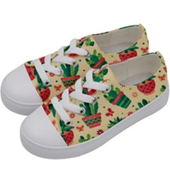 Cactus Love  Kids  Low Top Canvas Sneakers by designsbymallika