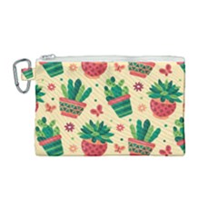 Cactus Love  Canvas Cosmetic Bag (medium) by designsbymallika