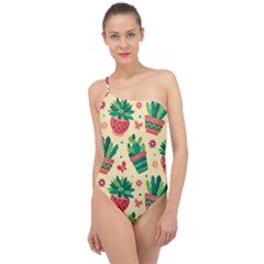 Cactus Love  Classic One Shoulder Swimsuit by designsbymallika