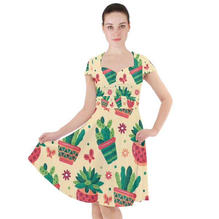 Cactus Love  Cap Sleeve Midi Dress