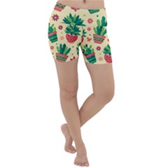 Cactus Love  Lightweight Velour Yoga Shorts by designsbymallika