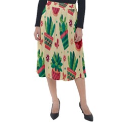 Cactus Love  Classic Velour Midi Skirt  by designsbymallika