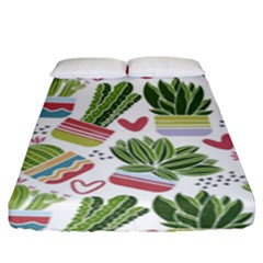 Cactus Love  Fitted Sheet (king Size) by designsbymallika