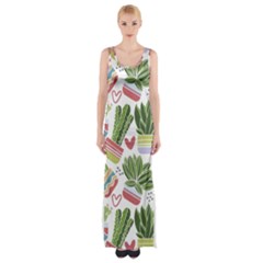 Cactus Love  Thigh Split Maxi Dress by designsbymallika