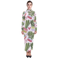 Cactus Love  Turtleneck Maxi Dress by designsbymallika