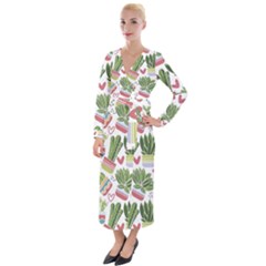 Cactus Love  Velvet Maxi Wrap Dress by designsbymallika