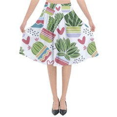 Cactus Love  Flared Midi Skirt by designsbymallika