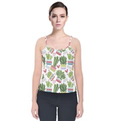 Cactus Love  Velvet Spaghetti Strap Top by designsbymallika